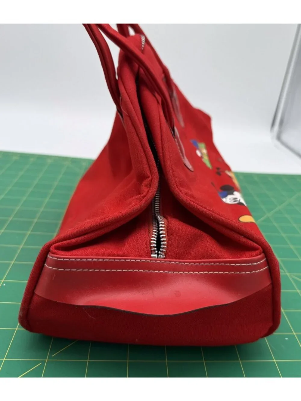 Vintage Walt Disney Productions Mickey Mouse Pluto Nephew Red Duffel Bag